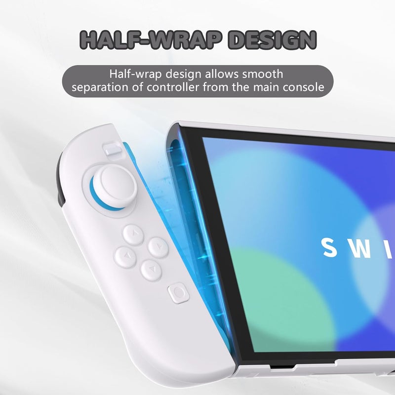 غطاء واقي من لجهاز Nintendo Switch 2 (2025) - سلسلة الألوان الصلبة، غطاء صلب قابل للإرساء مع حماية من الخدوش، مقبض مريح، حامل قابل للطي وأغطية إبهام (أبيض) - Image 3