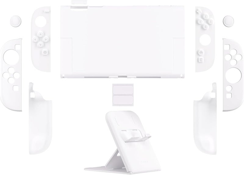 غطاء واقي من لجهاز Nintendo Switch 2 (2025) - سلسلة الألوان الصلبة، غطاء صلب قابل للإرساء مع حماية من الخدوش، مقبض مريح، حامل قابل للطي وأغطية إبهام (أبيض) - Image 2
