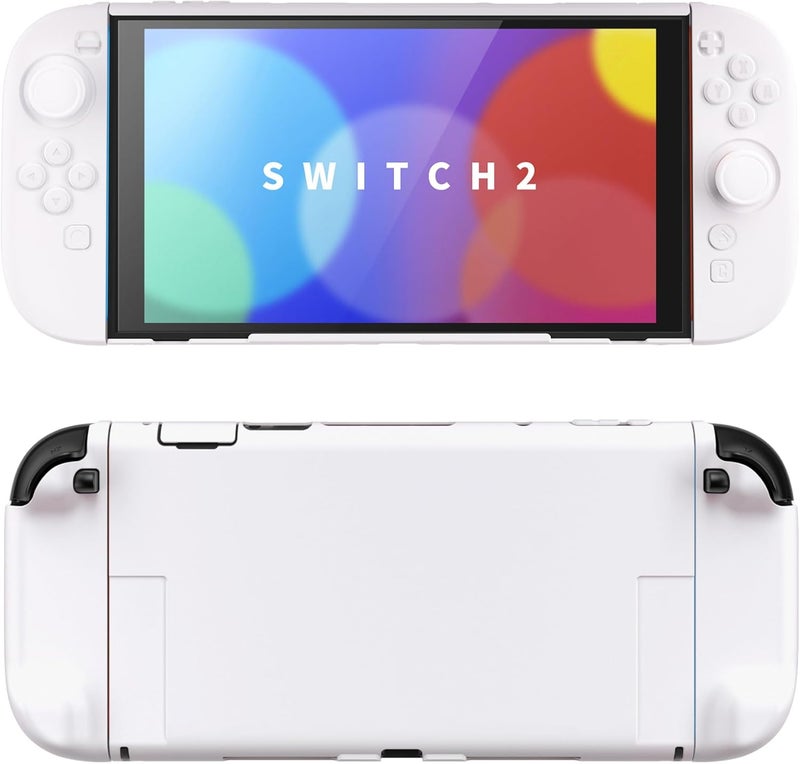 غطاء واقي من لجهاز Nintendo Switch 2 (2025) - سلسلة الألوان الصلبة، غطاء صلب قابل للإرساء مع حماية من الخدوش، مقبض مريح، حامل قابل للطي وأغطية إبهام (أبيض) - Image 1