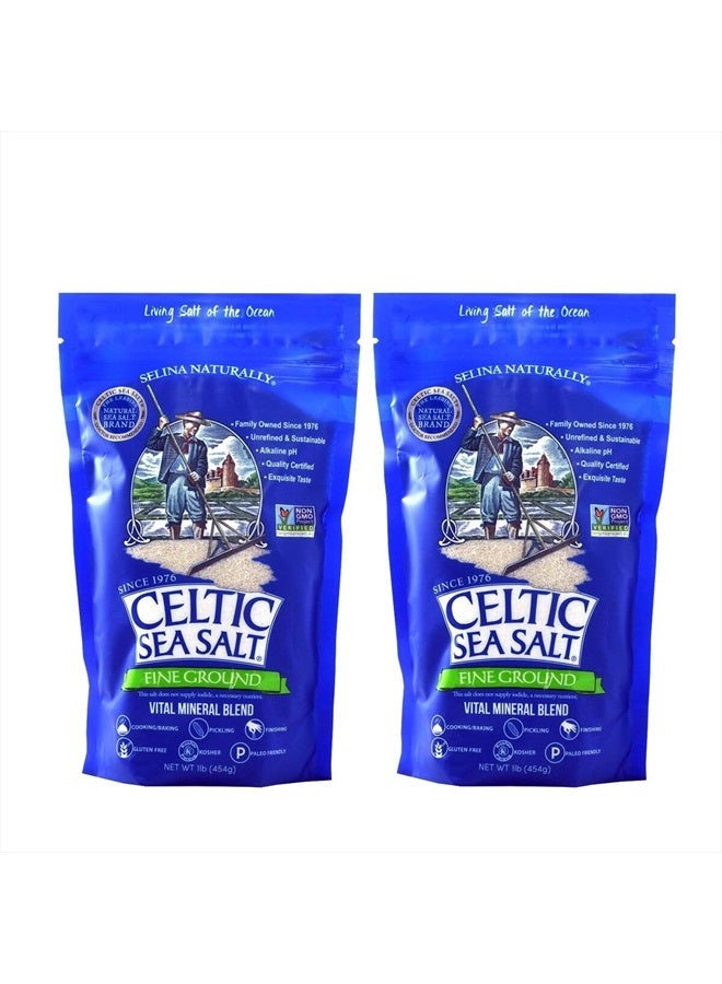 Celtic Sea Salt Resealable Bags, Fine Ground, 1 Pound, 2 Count  - Image 1