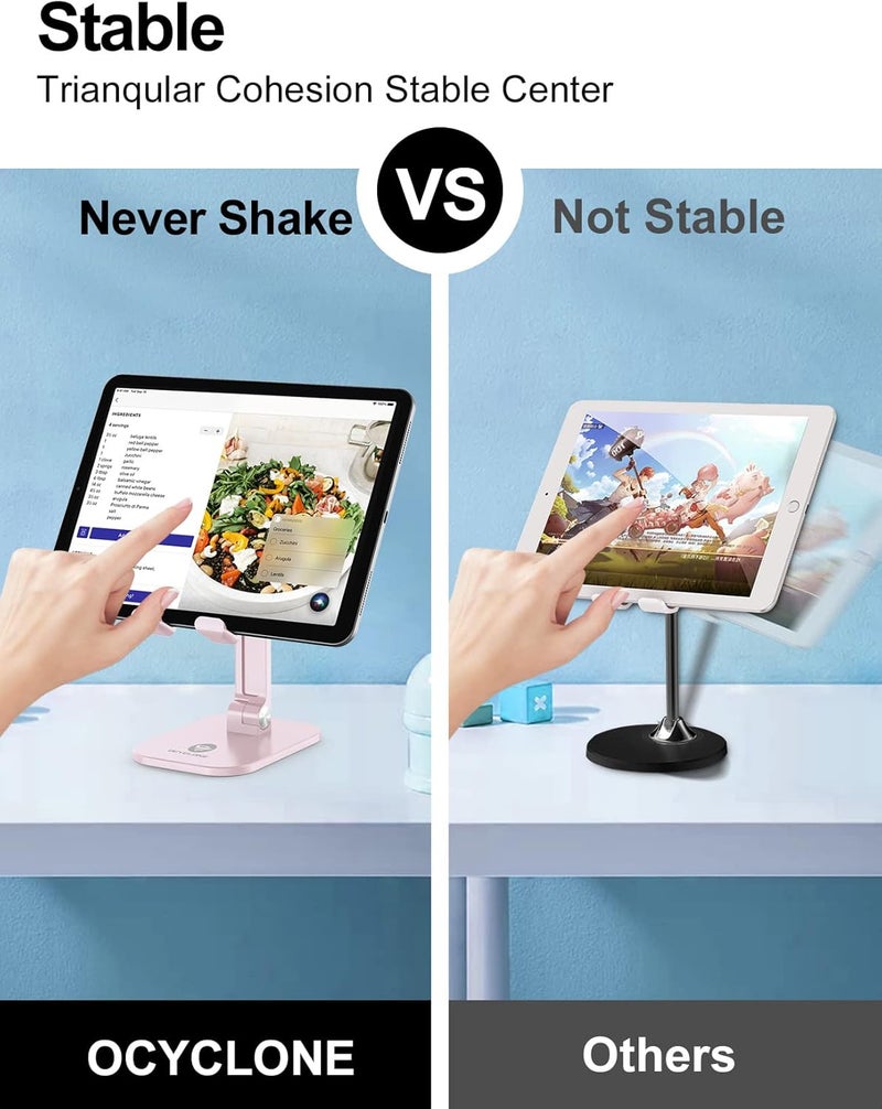 Ocyclone Phone Stand, Adjustable Height and Angle Foldable Cell Phone Stand Holder for Desk, Taller iPhone Stand Compatible with 4.7"-13" Smartphones iPad Tablet, Pink - Image 5