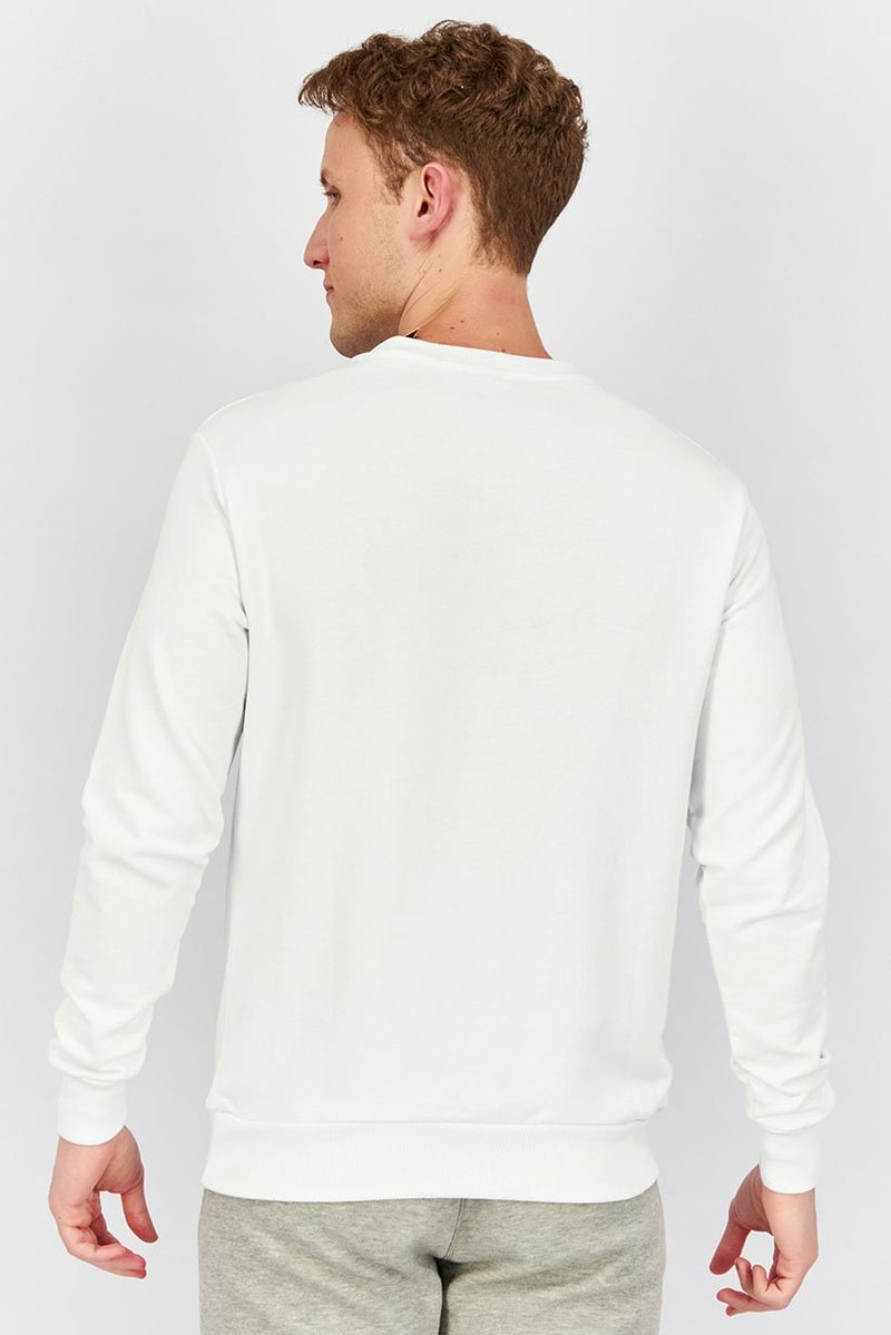 Baldinini Men Crew Neck Brand Logo Long Sleeves Sweatshirt, White - Image 3