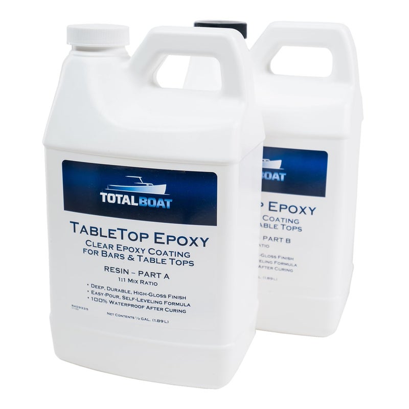 TotalBoat Table Top Epoxy Resin Kit - 1 Gallon Crystal Clear Epoxy with High Gloss & Self-Leveling Finish - Easy 1:1 Ratio for Bar and Table Coating, Woodworking, and Resin Art Casting - Image 1