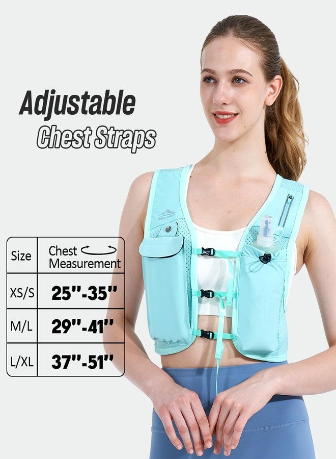 Zelvot Running Vest for Women Men, USA Original Patent, Adjustable Chest Straps Running Hydration Vest with 500ml Soft Flask, Lightweight Reflective Hydration Backpack for Marathon (Light Blue, M/L) - Image 2