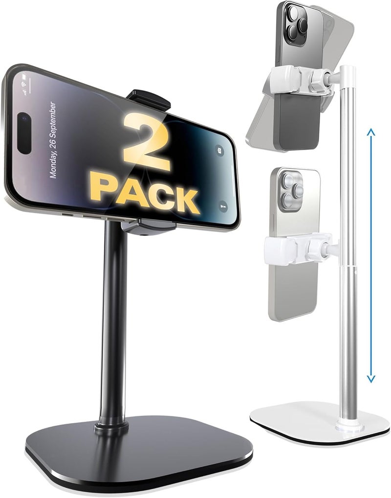 Cooper ChatStand, [Gift Family Pack], Adjustable Cell Phone Stand for Desk, Phone Stand for Recording, iPhone Holder, Small Tripod for iPhone,Fits Samsung, Android Smartphones, (White & Black, 2-Pack) - Image 1