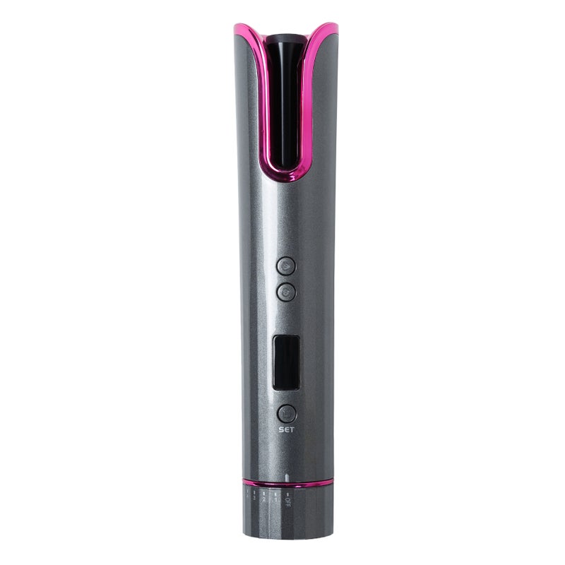Cordless Hair Curler: Grey 4 Temperature Levels Anti-Tangle Automatic Hair Curler - 6 Timer Settings Cordless Hair Curler for Home Travel Beginners All Hair Types - Image 1