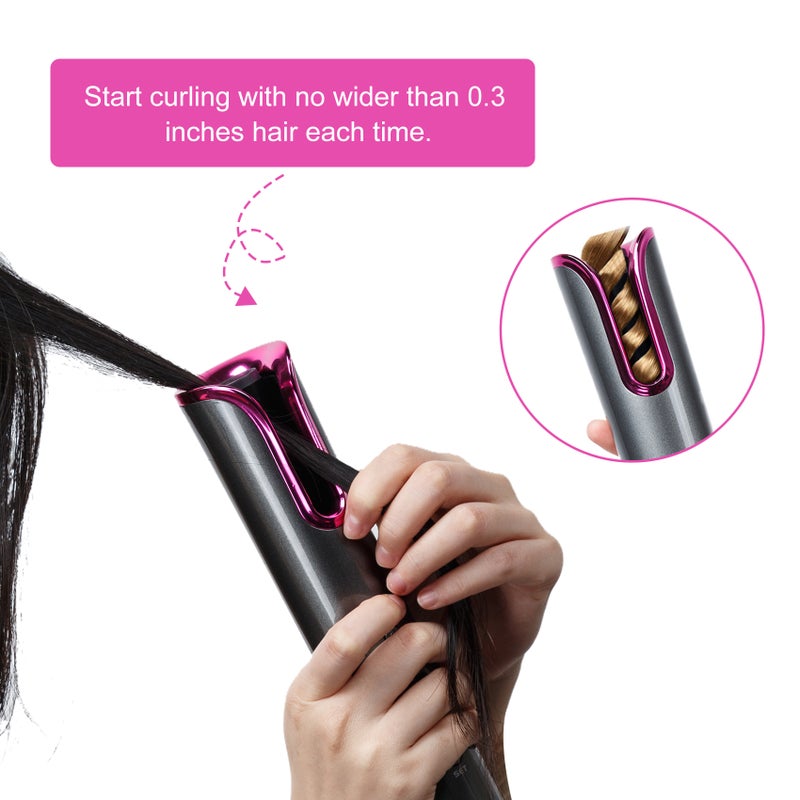 Cordless Hair Curler: Grey 4 Temperature Levels Anti-Tangle Automatic Hair Curler - 6 Timer Settings Cordless Hair Curler for Home Travel Beginners All Hair Types - Image 3