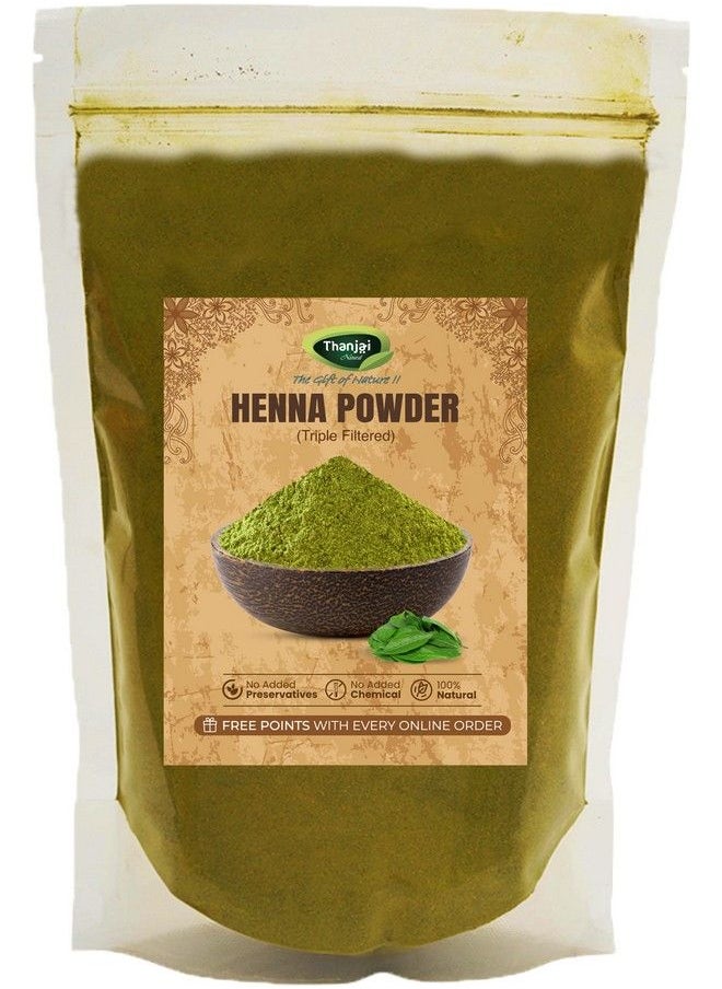 Thanjai Natural مسحوق الحناء 500 جرام لتلوين الشعر ونموه؛ مسحوق الحناء المصفى ثلاث مرات (250 جرام × 2)  - Image 1