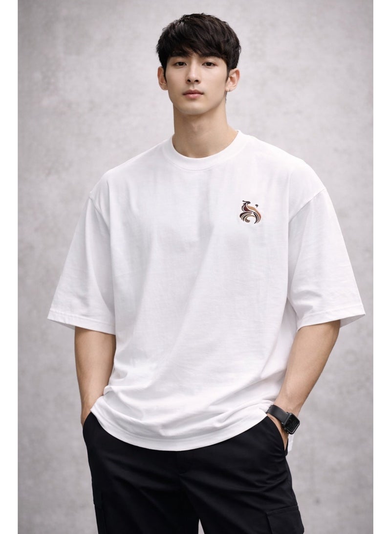 OLUDENIZ Men’s Boxy Fit Oversized T-Shirt – Heavyweight 100% Cotton with Dropped Shoulder Design – Streetwear Casual Tee - Image 1
