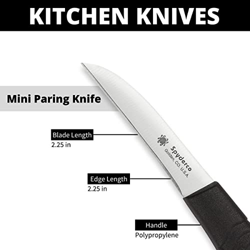 Spyderco Mini Paring Kitchen Knife with 2.25" Stainless Steel Blade with Durable Black Polypropylene Handle - PlainEdge - K09PBK - Image 4