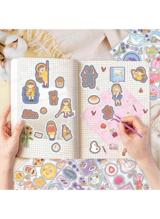 فنبلاست مجموعة ملصقات FunBlast Kawaii - 16 ورقة (100+ قطعة) ملصقات ثلاثية الأبعاد DIY للبنات، ملصقات جمالية، ملصقات للتدوين، سجل القصاصات، مجموعة ملصقات لطيفة (مجموعة YoYo Sunny 4 × 4 = 16 ورقة) - Image 3