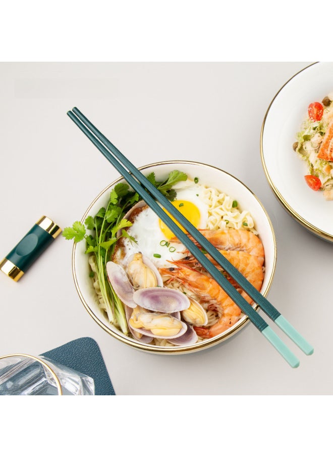 Generic - Guest Manduo Alloy Chopsticks Direct Hair Nordic Green Simple Household Non-slip Chopsticks Tableware Suit Japanese Style-Color:F01C Nordic Green 27.3cm - Image 1