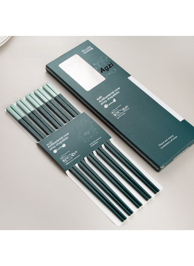 Generic - Guest Manduo Alloy Chopsticks Direct Hair Nordic Green Simple Household Non-slip Chopsticks Tableware Suit Japanese Style-Color:F01C Nordic Green 27.3cm - Image 1