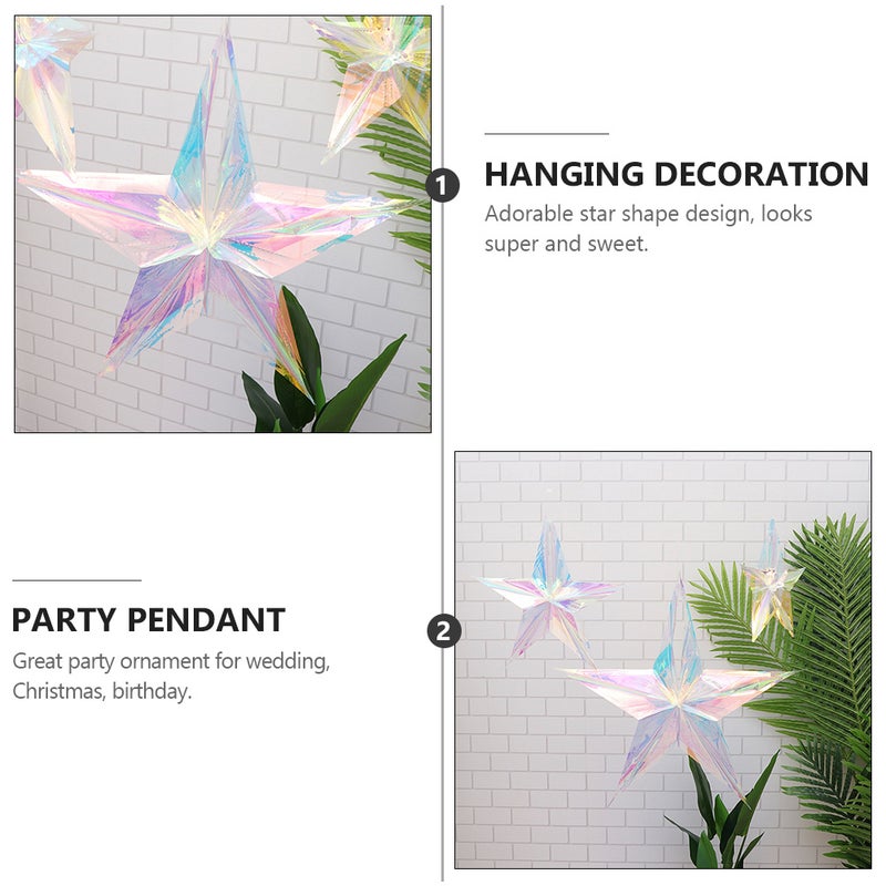 3pcs Delicate Star Pendants PVC Hanging Decoration for Wedding Party - Image 1