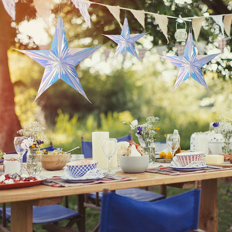 3pcs Delicate Star Pendants PVC Hanging Decoration for Wedding Party - Image 3