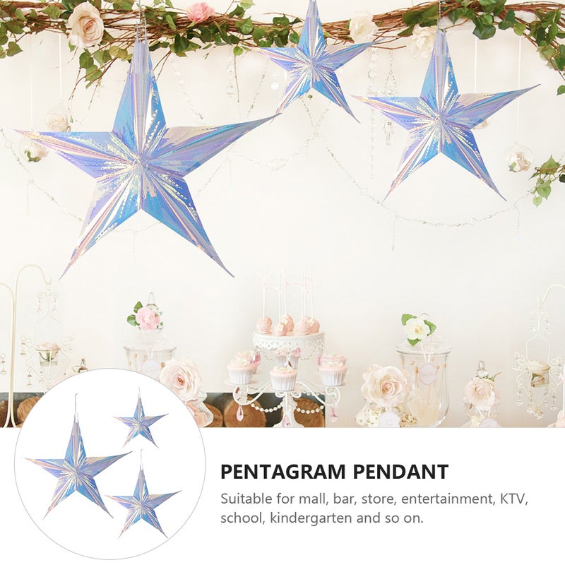 3pcs Delicate Star Pendants PVC Hanging Decoration for Wedding Party - Image 5