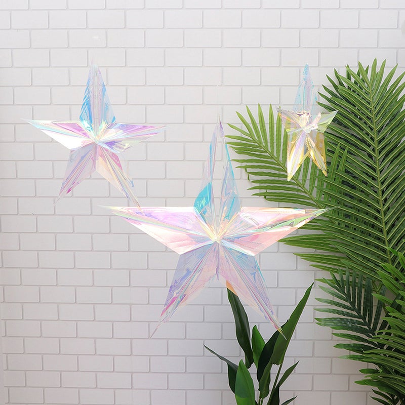 3pcs Delicate Star Pendants PVC Hanging Decoration for Wedding Party - Image 2