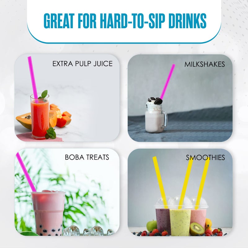 Houseables Smoothie Straws  Boba Straws  Jumbo Milkshake Straw  for Milk Shake  Large  Wide  Bubble Tea  Disposable  Thick  Big  Drinking  Extra Fat 0.5 Diameter  Plastic  Multicolor  100 Pack  10.5 Inch Long - Image 5