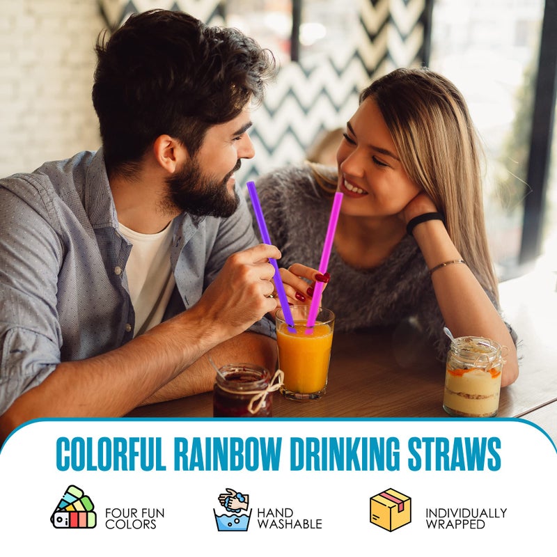 Houseables Smoothie Straws  Boba Straws  Jumbo Milkshake Straw  for Milk Shake  Large  Wide  Bubble Tea  Disposable  Thick  Big  Drinking  Extra Fat 0.5 Diameter  Plastic  Multicolor  100 Pack  10.5 Inch Long - Image 4