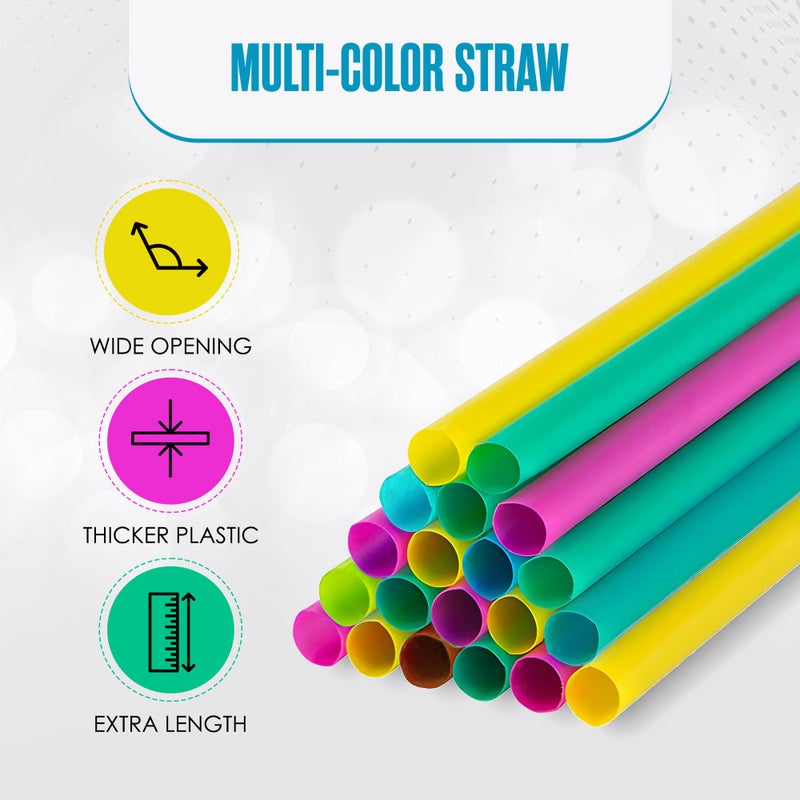 Houseables Smoothie Straws  Boba Straws  Jumbo Milkshake Straw  for Milk Shake  Large  Wide  Bubble Tea  Disposable  Thick  Big  Drinking  Extra Fat 0.5 Diameter  Plastic  Multicolor  100 Pack  10.5 Inch Long - Image 3