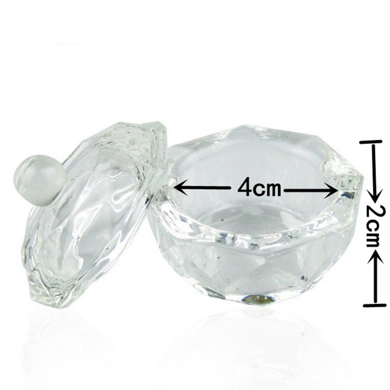 Acrylic Liquid Powder Dappen Dish Bowl with Lid Crystal Glass Cup Nail Art Tool for Manicure Care Nail Treatment - Image 2