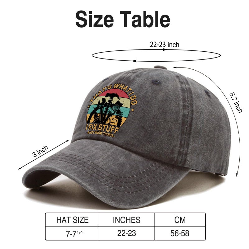 Pishovi Pishavi That's What I Do I FIx Stuff Distressed Washed Black Baseball Cap, Vintage Adjustable Cotton Cap, Funny Hat Gifts for Men Women, Retirement Gifts for Dad Grandpa Husband Repairs Lovers - Image 2