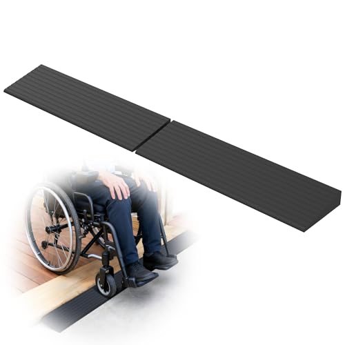 Nuvium 1" Rise Rubber Threshold Ramps for Doorways, 34" Wide Modular Wheelchair Ramp 2 PCS, Wheelchair Ramp, Access Ramps for Wheelchairs,Strollers,Sweepers,Bathrooms,Entryways,2000LBS Capacity - Image 1