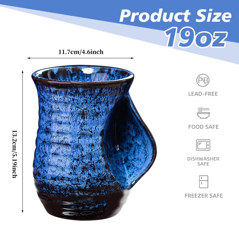 LGQ Coffee Mug,Hand Warmer Mug,19 Oz Coffee Cups Ceramic Large Coffee Mug Tea Cup for Office and Home - Dishwasher and Microwave Safe Unique Coffee Mugs. (Blue) - Image 2