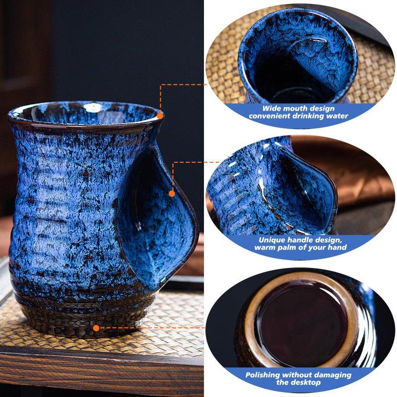 LGQ Coffee Mug,Hand Warmer Mug,19 Oz Coffee Cups Ceramic Large Coffee Mug Tea Cup for Office and Home - Dishwasher and Microwave Safe Unique Coffee Mugs. (Blue) - Image 3