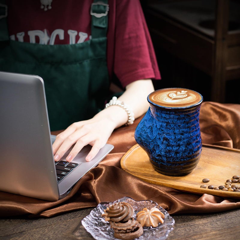 LGQ Coffee Mug,Hand Warmer Mug,19 Oz Coffee Cups Ceramic Large Coffee Mug Tea Cup for Office and Home - Dishwasher and Microwave Safe Unique Coffee Mugs. (Blue) - Image 5