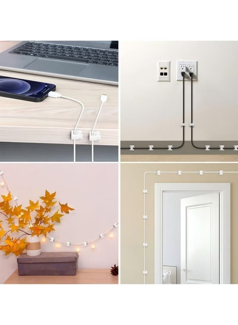 100 Pack Adhesive Cable Clips, Upgraded Cord Organizer with Strong Adhesive, Under Desk and Wall Wire Management System for LED Light Strips, Extension Cords, Home Theater Setup (Clear Large) - Image 3