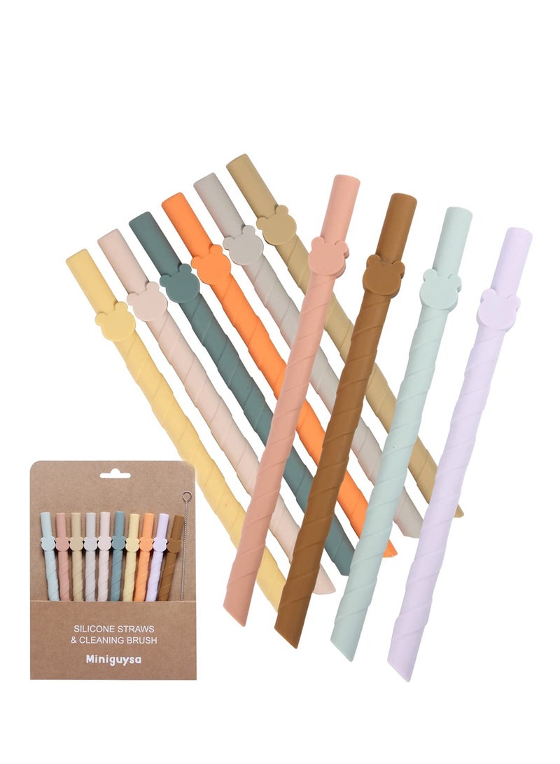 KASTWAVE قشات سيليكون قابلة لإعادة الاستخدام، آمنة للغسالة، خالية من BPA، تصميم قابل للفك، للسموذي، المخفوقات، المشروبات، مناسبة للسوائل الساخنة والباردة، 10 قطع بطول 6.8 بوصة - Image 1