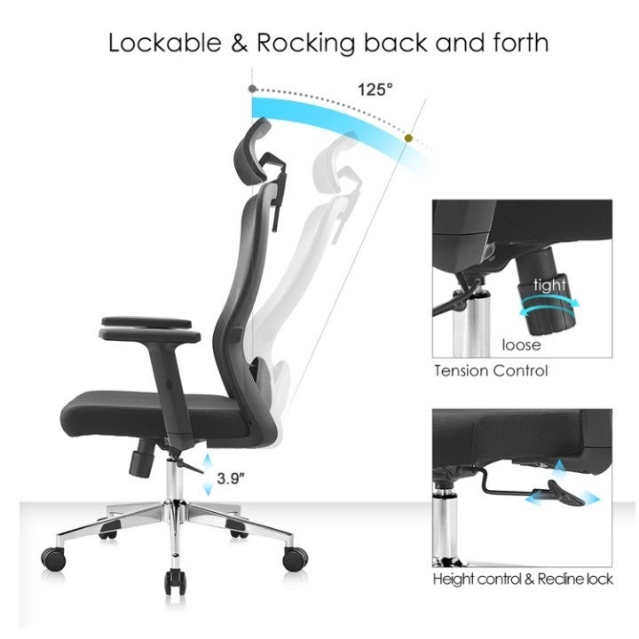 Multiwood Superior Comfort Office Seating with Deep Padding, Posture Support and Relaxed Tilt Function – Black - Image 4