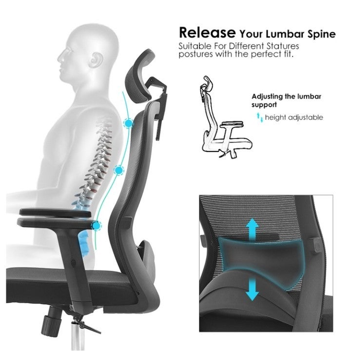 Multiwood Superior Comfort Office Seating with Deep Padding, Posture Support and Relaxed Tilt Function – Black - Image 2