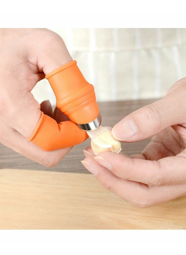 Generic Thumb Knife Made Of Silicone For Picking And Cutting Fruits And Vegetables 2Pcs Orange 