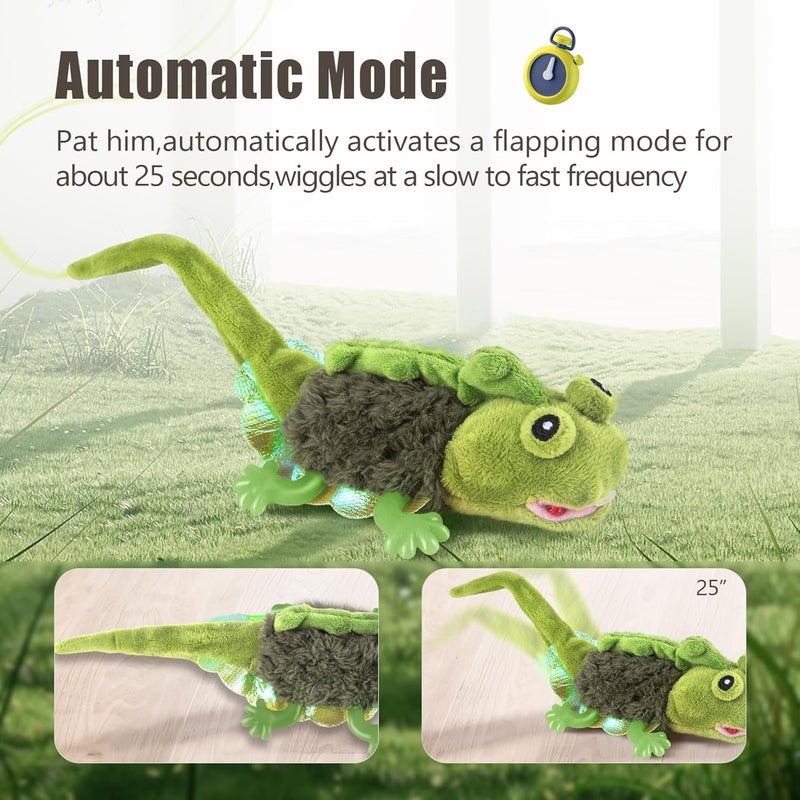 Migipaws Cat Toys, Touch Activated Flapping Chirping Lizard Kitten Toy with Catnip for Indoor Cats Kicker, Rechargeable （Green） - Image 5