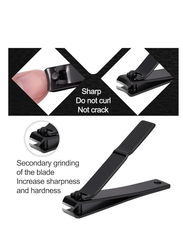 T NEWFUN - Nail Clippers Manicure Set-Toenail Clippers and Fingernail Clippers, Ultra Sharp Cutter for Ingrown Toenail Clippers with File, Sharp and Durable Stainless Steel Nail Cutter w/Metal Case, Black - Image 1