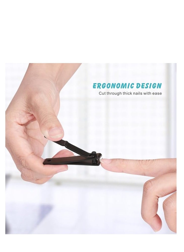 T NEWFUN - Nail Clippers Manicure Set-Toenail Clippers and Fingernail Clippers, Ultra Sharp Cutter for Ingrown Toenail Clippers with File, Sharp and Durable Stainless Steel Nail Cutter w/Metal Case, Black - Image 1