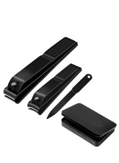 T NEWFUN Nail Clippers Manicure Set-Toenail Clippers and Fingernail Clippers, Ultra Sharp Cutter for Ingrown Toenail Clippers with File, Sharp and Durable Stainless Steel Nail Cutter w/Metal Case, Black  - Image 1