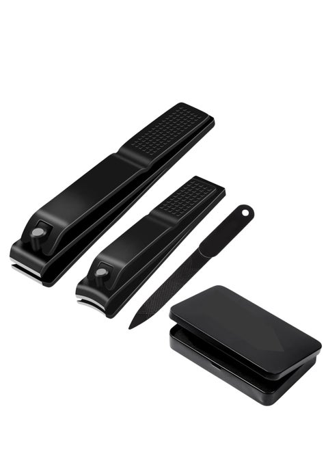 Nail Clippers Manicure Set-Toenail Clippers and Fingernail Clippers, Ultra Sharp Cutter for Ingrown Toenail Clippers with File, Sharp and Durable Stainless Steel Nail Cutter w/Metal Case, Black
