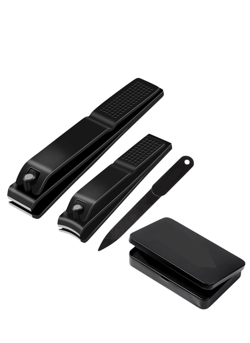 T NEWFUN - Nail Clippers Manicure Set-Toenail Clippers and Fingernail Clippers, Ultra Sharp Cutter for Ingrown Toenail Clippers with File, Sharp and Durable Stainless Steel Nail Cutter w/Metal Case, Black - Image 1