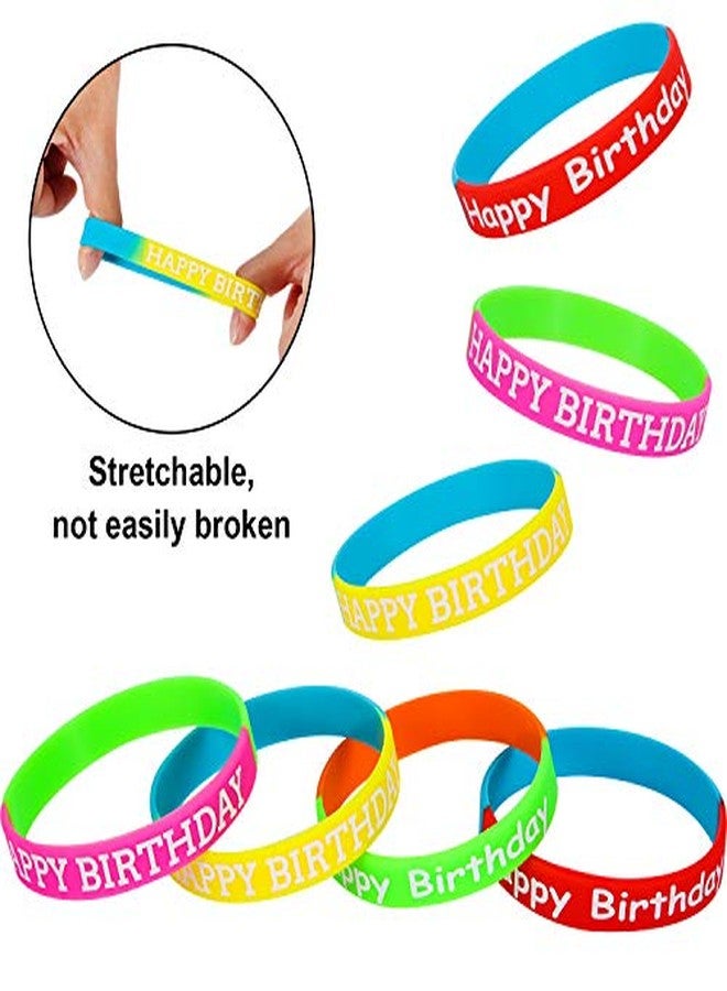 JOVITEC 48 Pcs Happy Birthday Rubber Bracelets Colored Silicone Bracelets for Teenagers Birthday Party Favors for Party Supplies (Classic Style) - Image 2