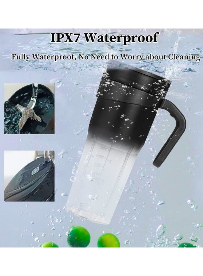 Chase Up Portable Blender for Shakes and Smoothies with 6 Sharp Blades, USB Rechargeable Mini Personal Size Blenders Type-C Travel Juicer Cup Frozen Fruit Ice Mixer-470ML - Image 3