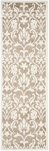 SAFAVIEH Amherst Collection Runner Rug - 2'3" x 11', Wheat & Beige, Floral Design, Non-Shedding & Easy Care, Ideal for High Traffic Areas in Living Room, Bedroom (AMT424S) - Image 2