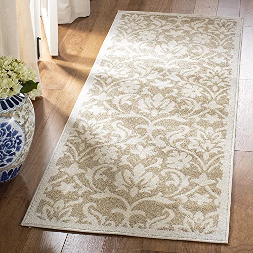 SAFAVIEH Amherst Collection Runner Rug - 2'3" x 11', Wheat & Beige, Floral Design, Non-Shedding & Easy Care, Ideal for High Traffic Areas in Living Room, Bedroom (AMT424S) - Image 5