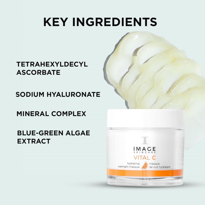 IMAGE Skincare, VITAL C Hydrating Overnight Masque, Revitalizing Sleeping Facial Mask with Blue-Green Algae Extract and Hyaluronic Acid, 2 oz - Image 5