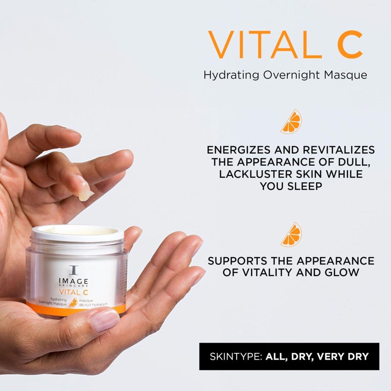IMAGE Skincare, VITAL C Hydrating Overnight Masque, Revitalizing Sleeping Facial Mask with Blue-Green Algae Extract and Hyaluronic Acid, 2 oz - Image 2
