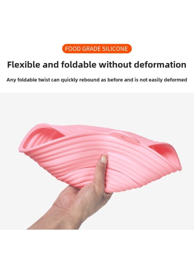 Silicone Toast Baking Tray Sour Bread Fermentation Basket Oval Round High Temperature Resistant Foldable-Specifications:Round Pink