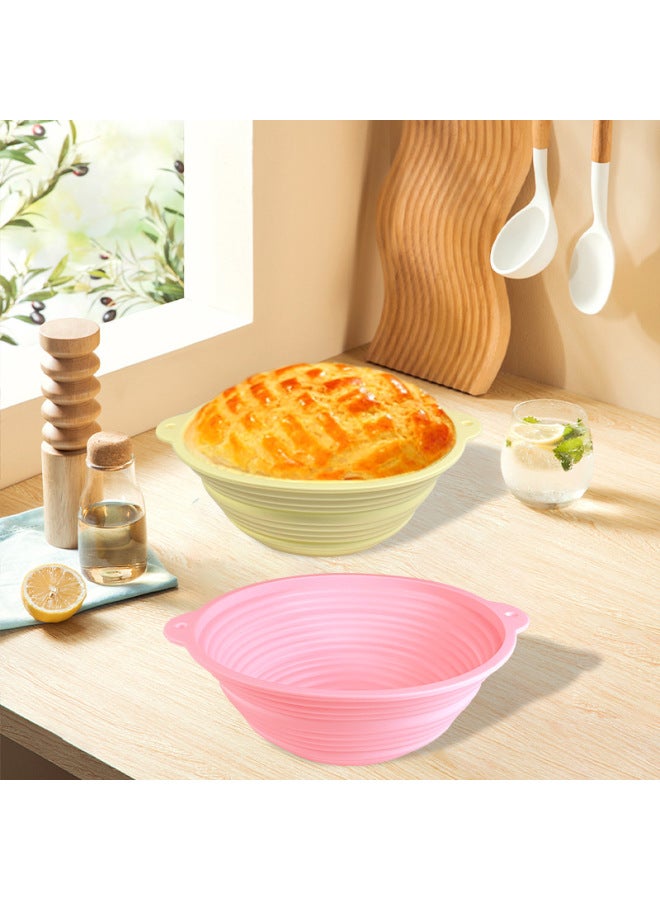 Silicone Toast Baking Tray Sour Bread Fermentation Basket Oval Round High Temperature Resistant Foldable-Specifications:Round Pink
