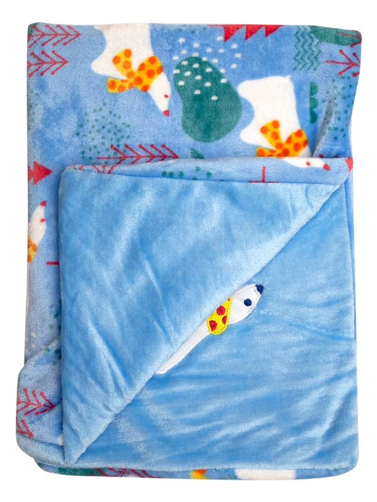 mee mee Mee Mee 100% Soft Cotton Hooded Baby Wrapper Cum Warmer, Blanket with Hood for New Born Baby 0 to 6 Months (Blue - Penguine Print) - Image 3
